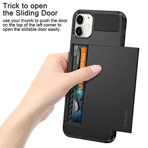 Vofolen Black Wallet Case for iPhone 12 Mini (5.4 Inch) | Hidden Card Holder & Shockproof Protection thumbnail 2