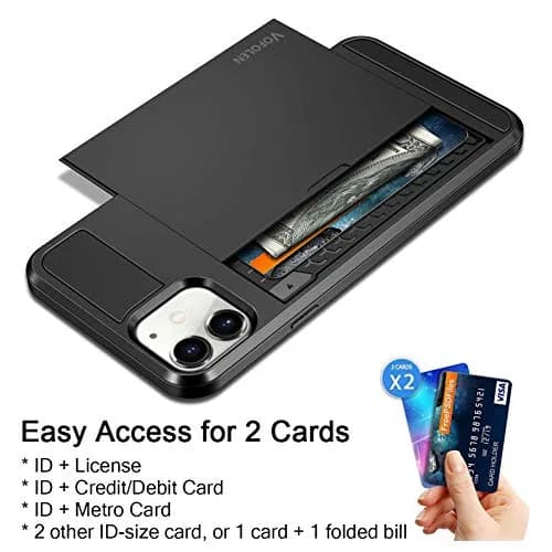 Vofolen Black Wallet Case for iPhone 12 Mini (5.4 Inch) | Hidden Card Holder & Shockproof Protection thumbnail 3