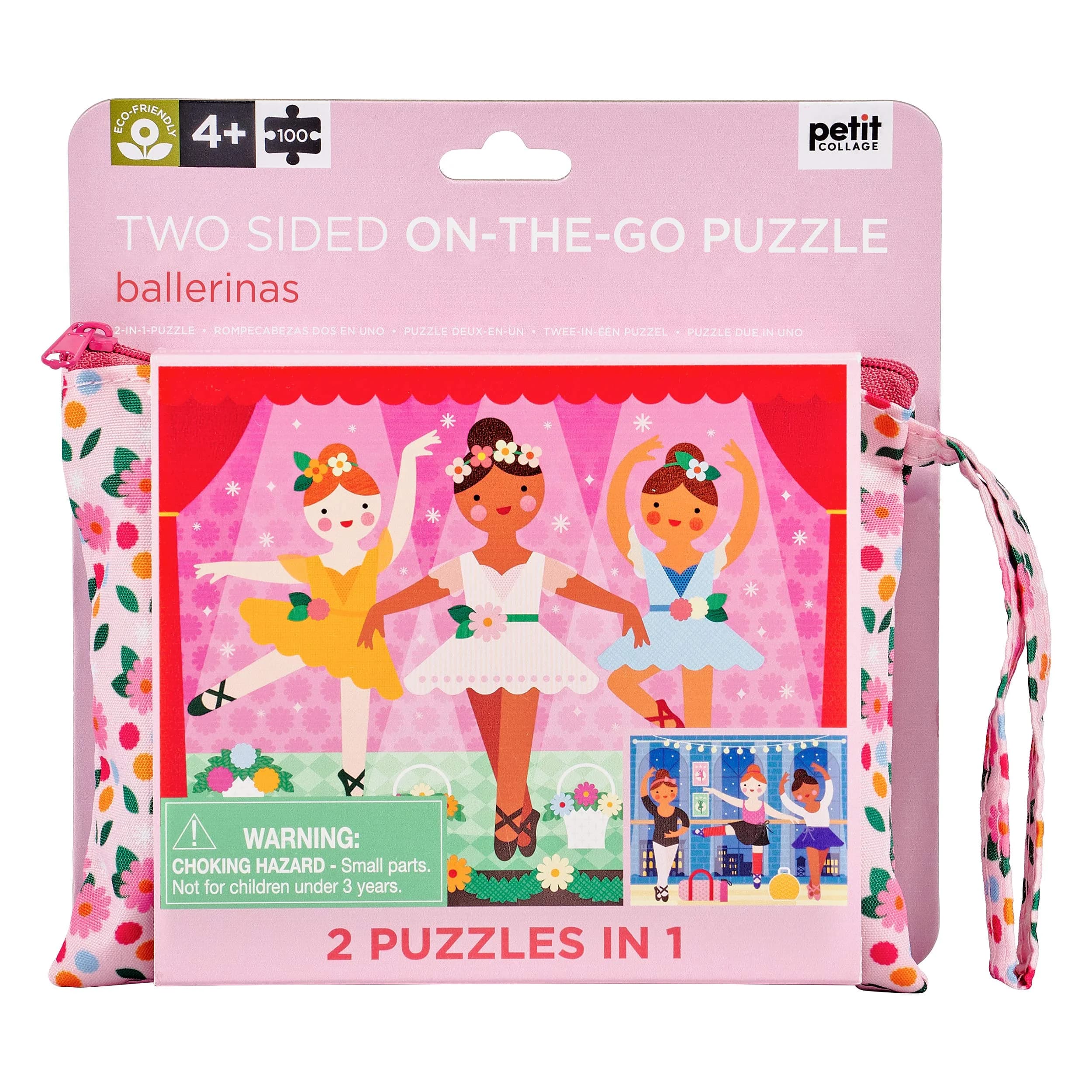 Petit Collage Jigsaw Puz 2 Sided Ballerina | Double-Sided 100-Piece Puzzle for Kids 4+ — Jigsaw Puz 2 Sided Ballerina