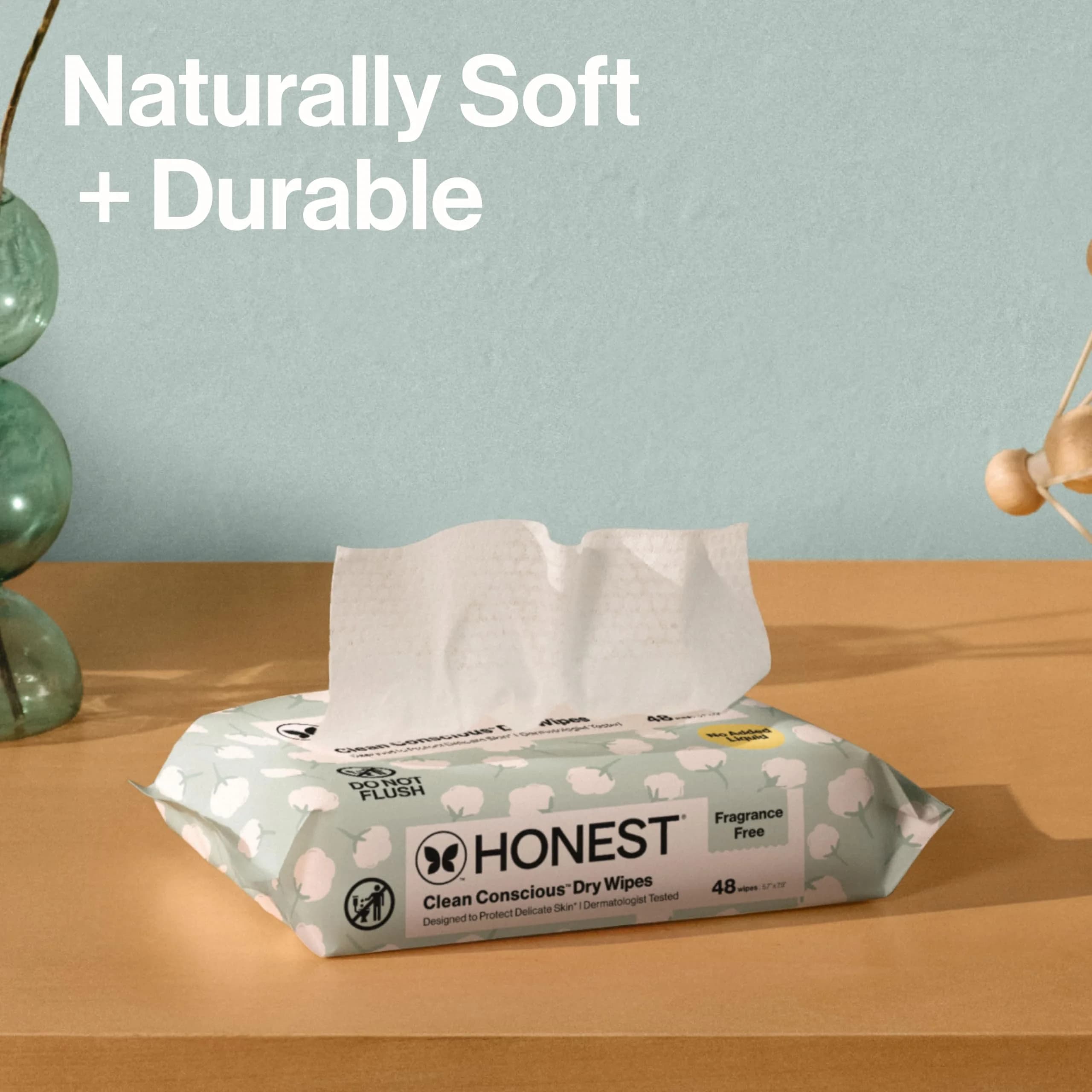 The Honest Company Organic Cotton Dry Wipes 192 Count | Hypoallergenic & Fragrance-Free for Sensitive Skin - view 4