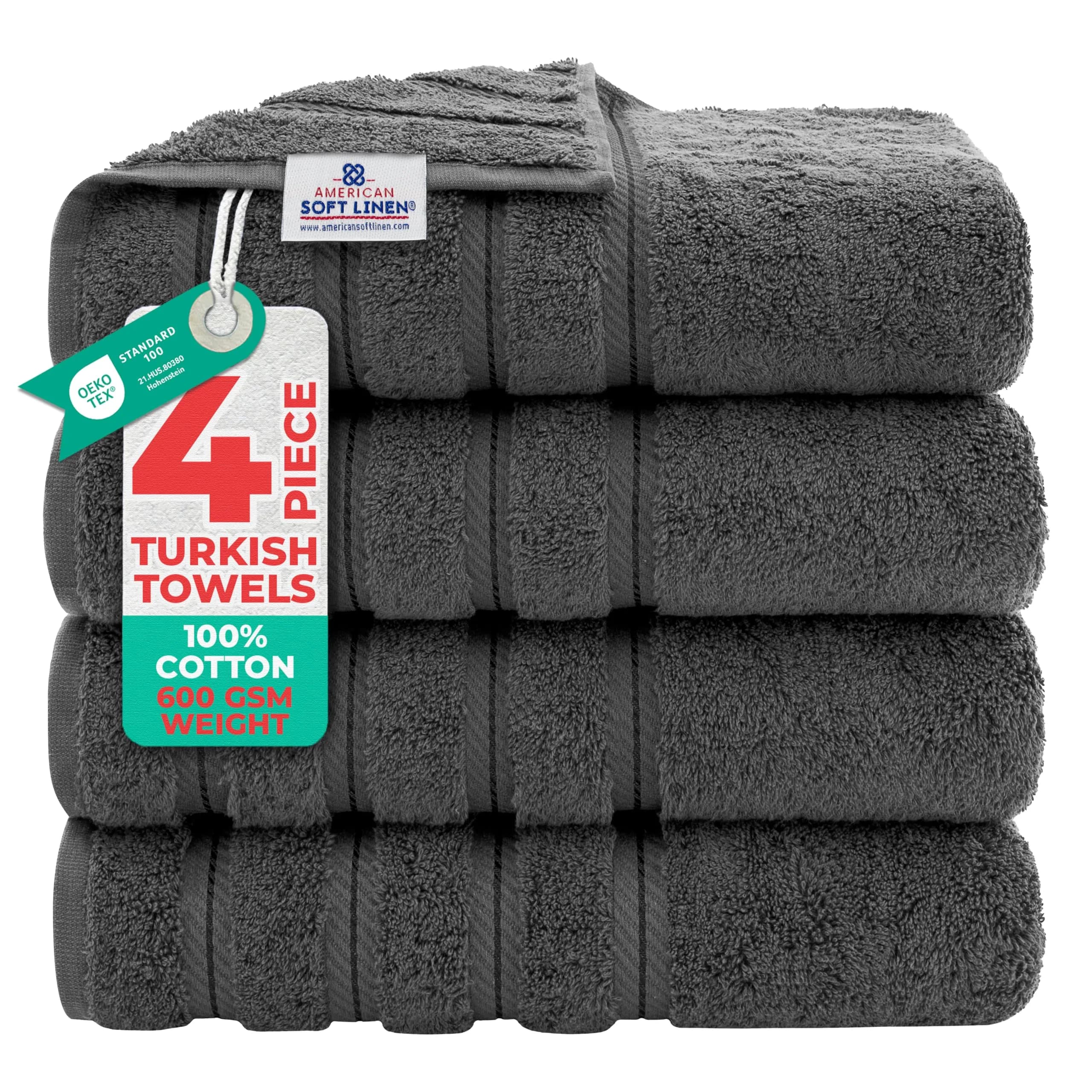 American Soft Linen 100% Cotton Turkish Towels 27"x54" | Luxury 4 PC Bath Towel Set - main product image