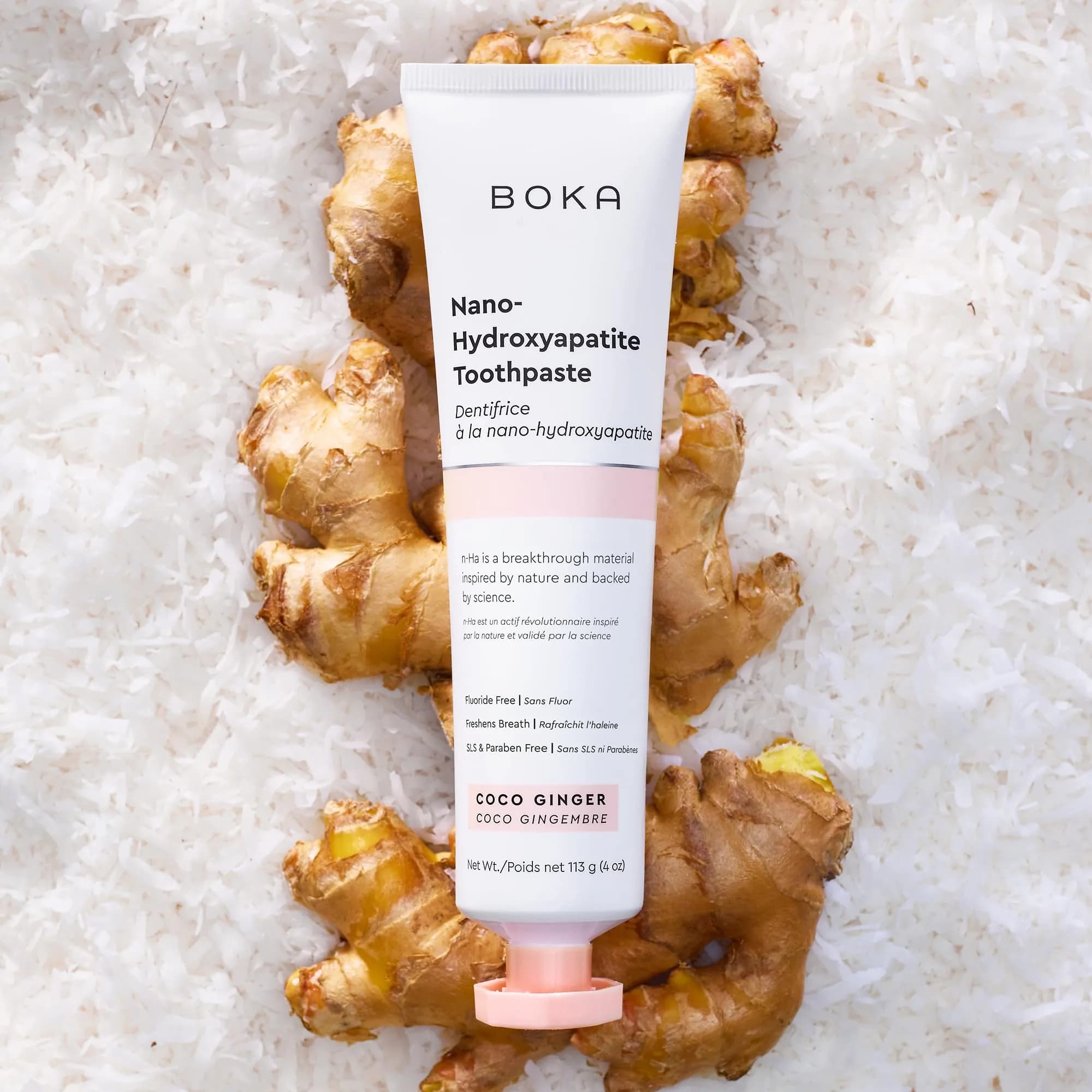 Boka Fluoride Free Toothpaste, Nano Hydroxyapatite Toothpaste, Coco Ginger Flavor 120ml (4 Fl Oz) - view 2