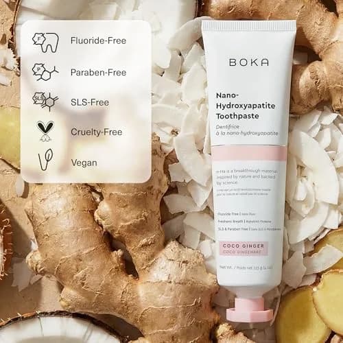 Boka Coco Ginger Toothpaste - Fluoride Free Nano Hydroxyapatite Toothpaste 118ml (4 Oz) | Enamel Care for Sensitive Teeth thumbnail 4