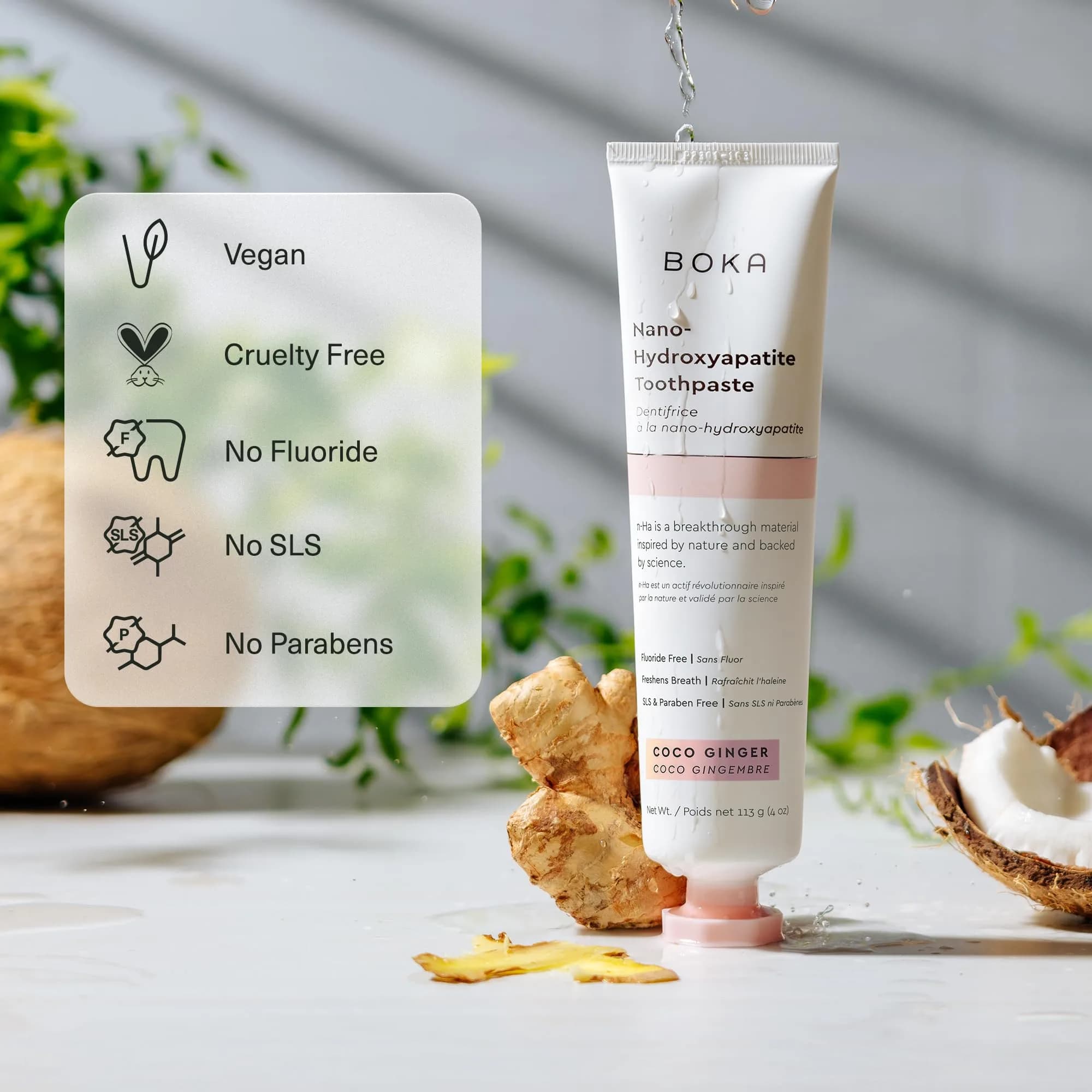 Boka Fluoride Free Toothpaste, Nano Hydroxyapatite Toothpaste, Coco Ginger Flavor 120ml (4 Fl Oz) - view 3