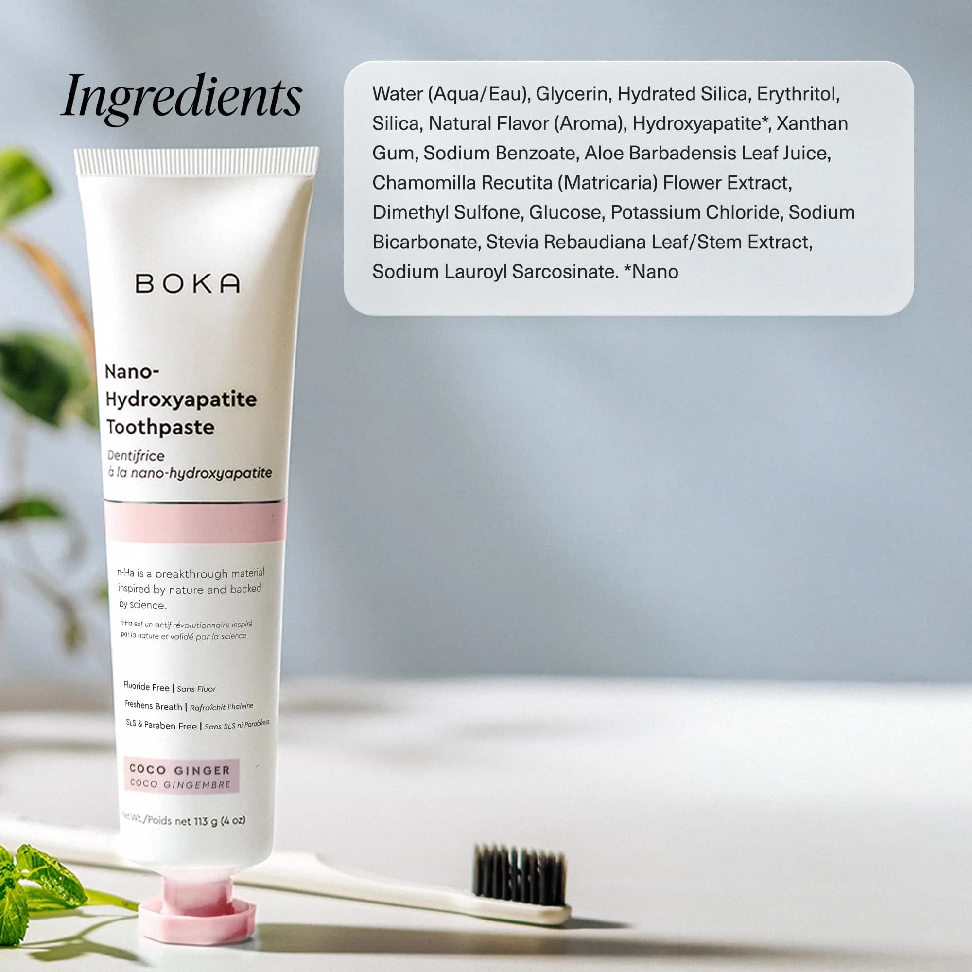 Boka Fluoride Free Toothpaste, Nano Hydroxyapatite Toothpaste, Coco Ginger Flavor 120ml (4 Fl Oz) - view 6