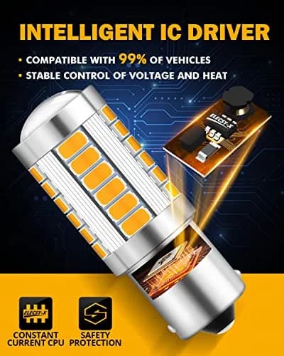 Auxbeam 1156 Amber Yellow LED Turn Signal Bulbs 3500K (BA15S P21W) | 4000 Lumens Brightness thumbnail 8