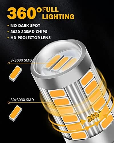 Auxbeam 1157 Amber Yellow LED Bulbs 2-Pack | 3500K Bright Amber, 4000 Lumens/Pair thumbnail 4