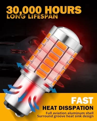 Auxbeam 1157 Amber Yellow LED Bulbs 2-Pack | 3500K Bright Amber, 4000 Lumens/Pair thumbnail 5