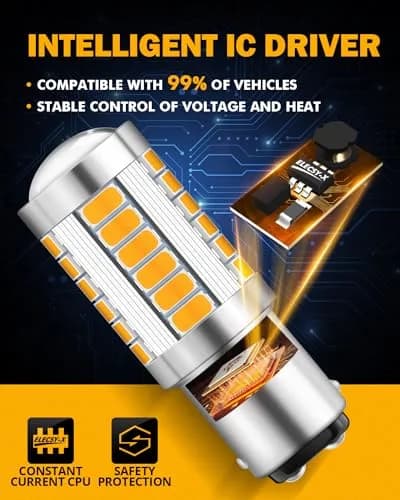 Auxbeam 1157 Amber Yellow LED Bulbs 2-Pack | 3500K Bright Amber, 4000 Lumens/Pair thumbnail 8