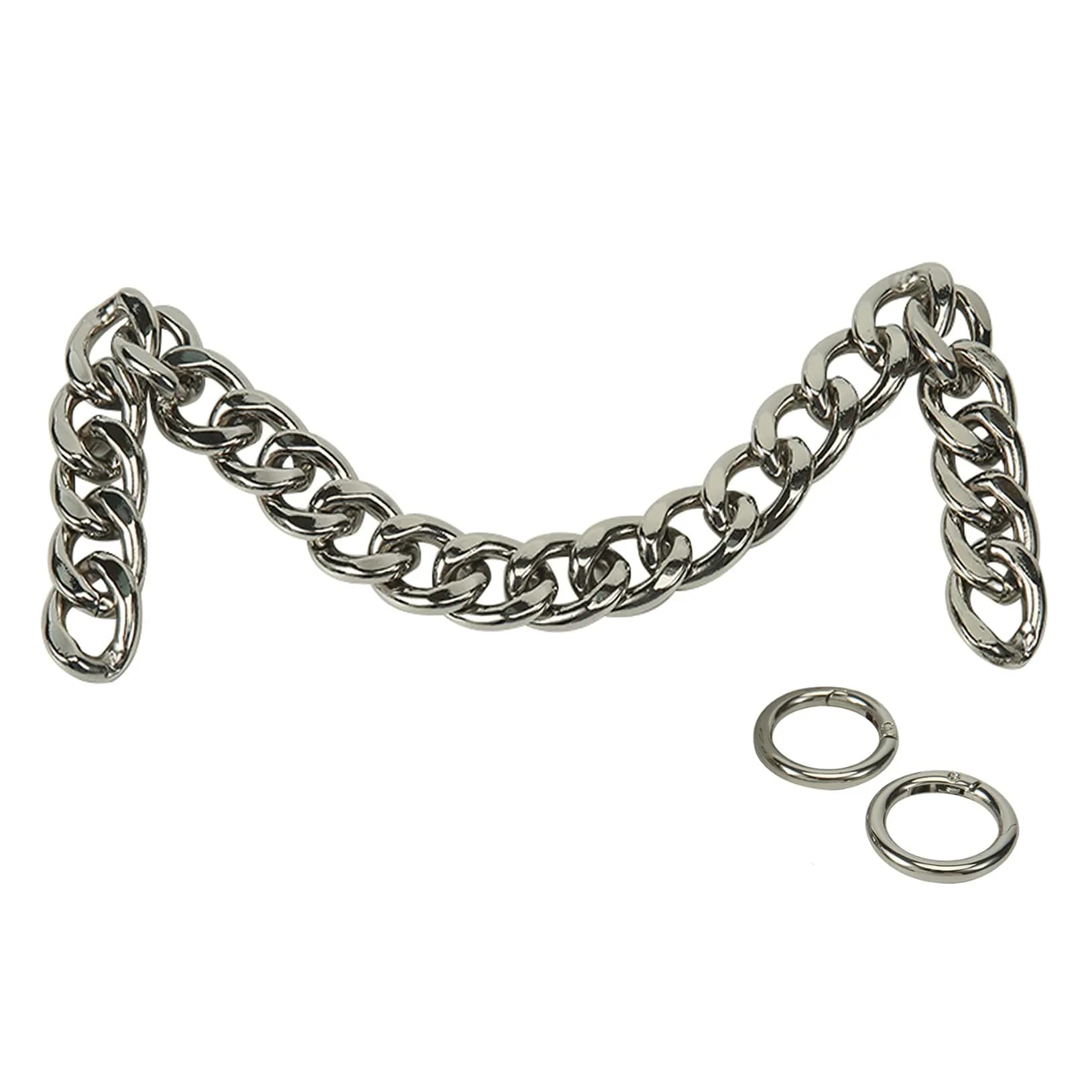 Xiazw Heavy Chunky Aluminum Metal Purse Handle Bag Chain Strap Replacement 55.88 cm (23 inches) | Punk Design with 2 Clasps - main product image