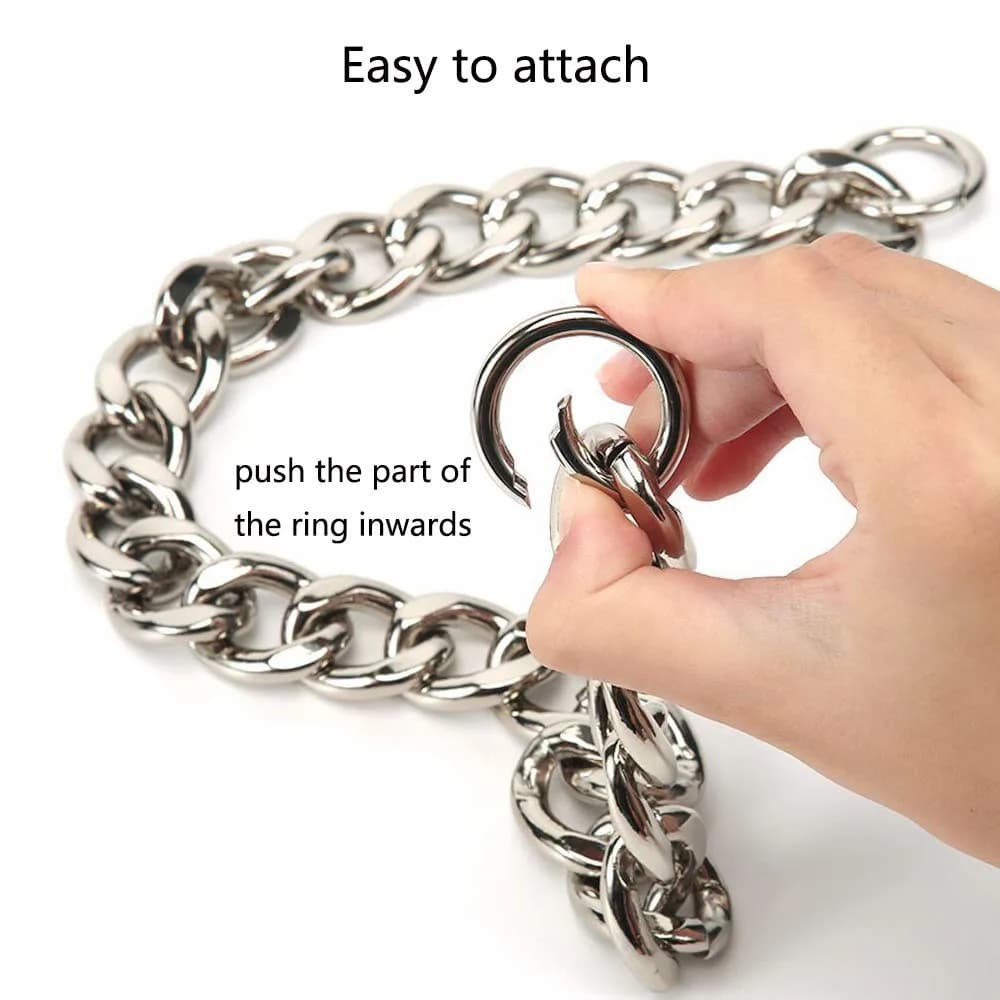 Xiazw Heavy Chunky Aluminum Metal Purse Handle Bag Chain Strap Replacement 55.88 cm (23 inches) | Punk Design with 2 Clasps - view 5
