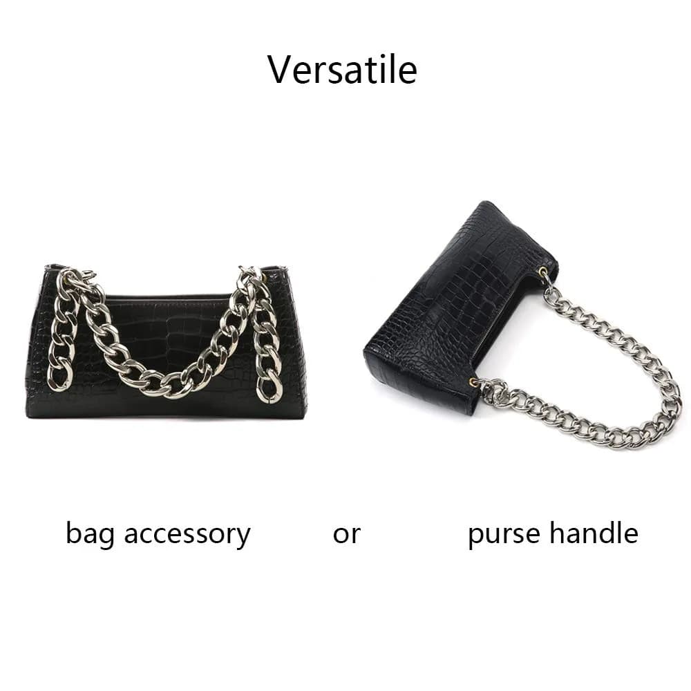 Xiazw Heavy Chunky Aluminum Metal Purse Handle Bag Chain Strap Replacement 55.88 cm (23 inches) | Punk Design with 2 Clasps - view 6