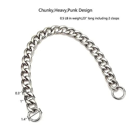 Xiazw Heavy Chunky Aluminum Metal Purse Handle Bag Chain Strap Replacement 55.88 cm (23 inches) | Punk Design with 2 Clasps thumbnail 2