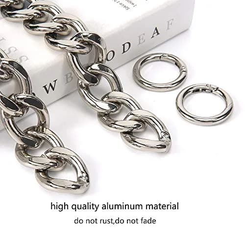 Xiazw Heavy Chunky Aluminum Metal Purse Handle Bag Chain Strap Replacement 55.88 cm (23 inches) | Punk Design with 2 Clasps thumbnail 3