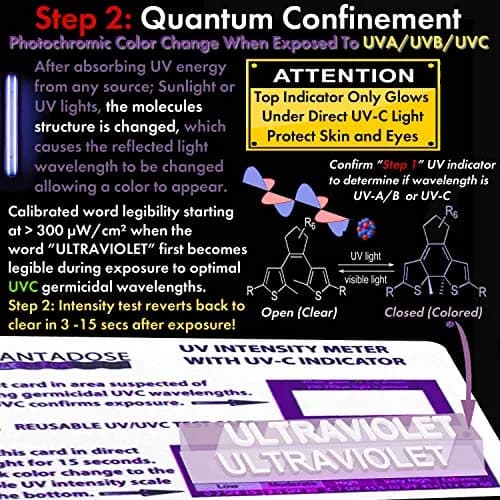 QuantaDose UVC Light Test Card with Wavelength Indicator & Photochromic UV Intensity Test | 1 Card thumbnail 4