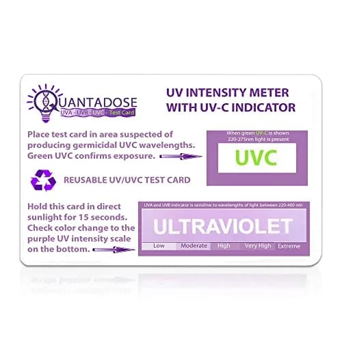 QuantaDose UVC Light Test Card with Wavelength Indicator & Photochromic UV Intensity Test | 1 Card thumbnail 1