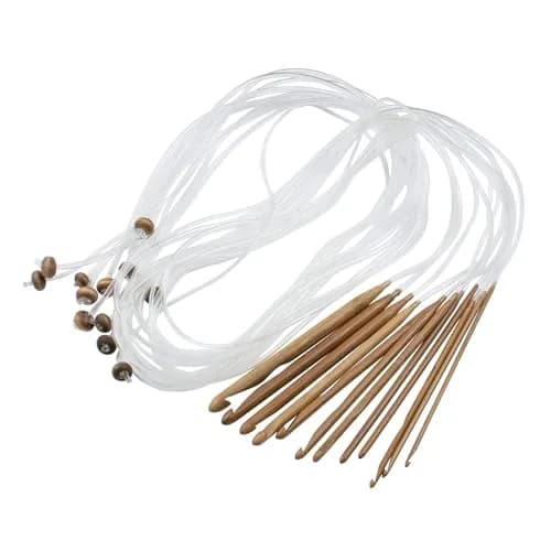 AUEAR Crochet Hook Set of 12 Sizes Bamboo & Plastic Cable | Knitting & Crochet Needles for Carpet Rug Weaving thumbnail 1