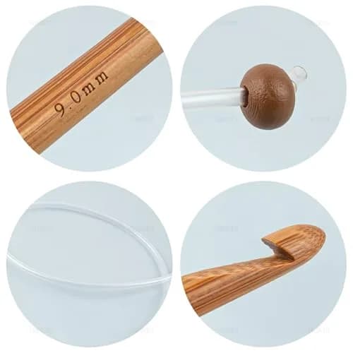 AUEAR Crochet Hook Set of 12 Sizes Bamboo & Plastic Cable | Knitting & Crochet Needles for Carpet Rug Weaving thumbnail 4