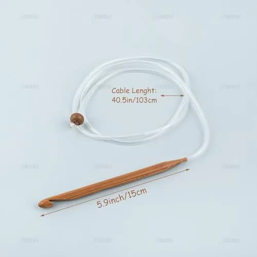 AUEAR Crochet Hook Set of 12 Sizes Bamboo & Plastic Cable | Knitting & Crochet Needles for Carpet Rug Weaving thumbnail 2
