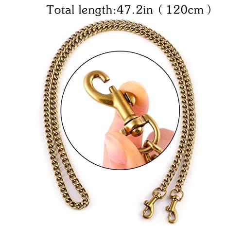 OAikor Iron Flat Antique Gold Purse Chain Strap 120 cm (47") | Durable Metal Bag Chain for Handbags thumbnail 4