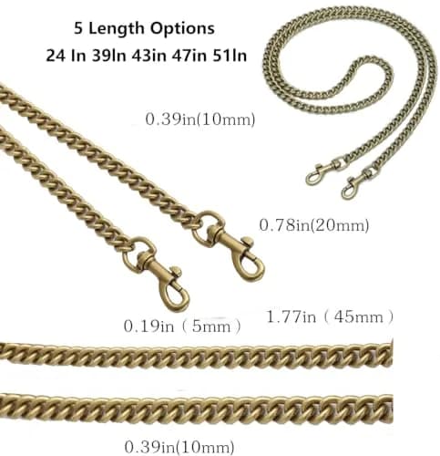OAikor Iron Flat Antique Gold Purse Chain Strap 120 cm (47") | Durable Metal Bag Chain for Handbags thumbnail 2