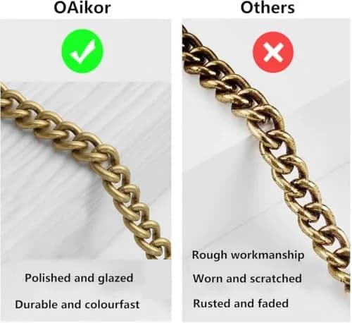 OAikor Iron Flat Antique Gold Purse Chain Strap 120 cm (47") | Durable Metal Bag Chain for Handbags thumbnail 3