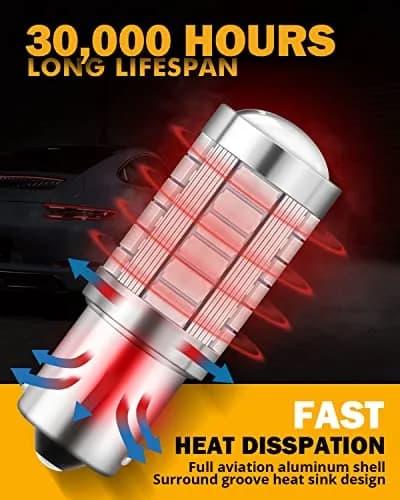 Auxbeam 1156 Brake Bulbs Red | Ultra Bright 4000LM, 30,000H Long Life, Plug & Play thumbnail 5
