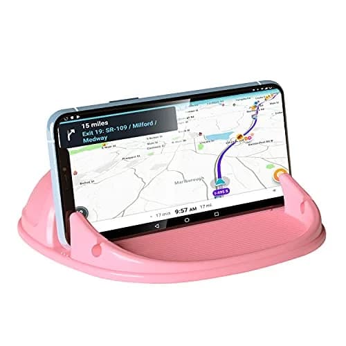 Loncaster Pink Silicone Car Phone Holder Mat 17.8cm (7in) | Stable Slip-Free Dashboard Mount thumbnail 1