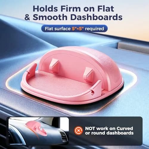 Loncaster Pink Silicone Car Phone Holder Mat 17.8cm (7in) | Stable Slip-Free Dashboard Mount thumbnail 4
