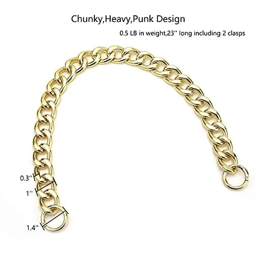 Xiazw Heavy Chunky Aluminum Metal Purse Handle Bag Chains 62cm (24.6") | Punk Design for Handbags & Crossbody Bags thumbnail 2