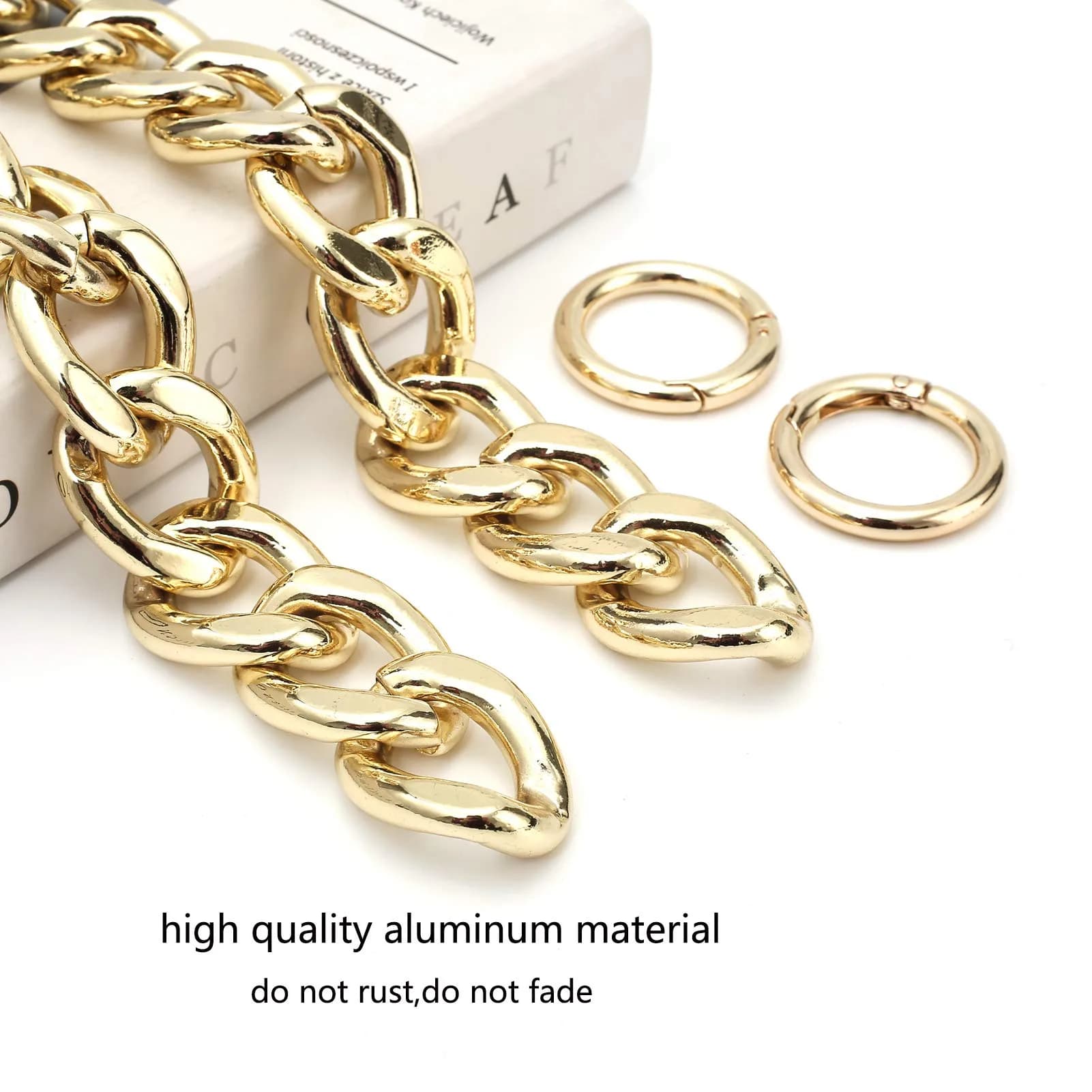 Xiazw Heavy Chunky Aluminum Metal Purse Handle Bag Chains 62cm (24.6") | Punk Design for Handbags & Crossbody Bags - view 3