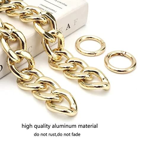 Xiazw Heavy Chunky Aluminum Metal Purse Handle Bag Chains 62cm (24.6") | Punk Design for Handbags & Crossbody Bags thumbnail 3