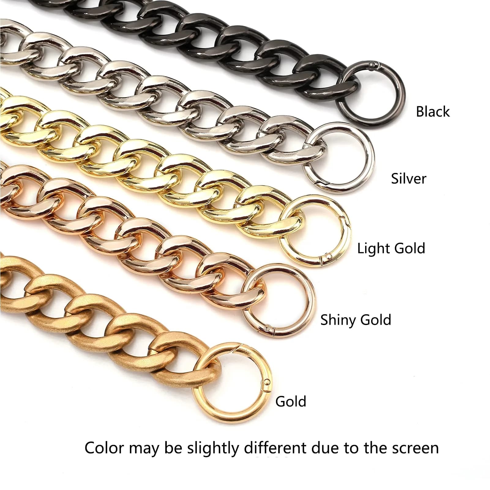 Xiazw Heavy Chunky Aluminum Metal Purse Handle Bag Chains 62cm (24.6") | Punk Design for Handbags & Crossbody Bags - view 4