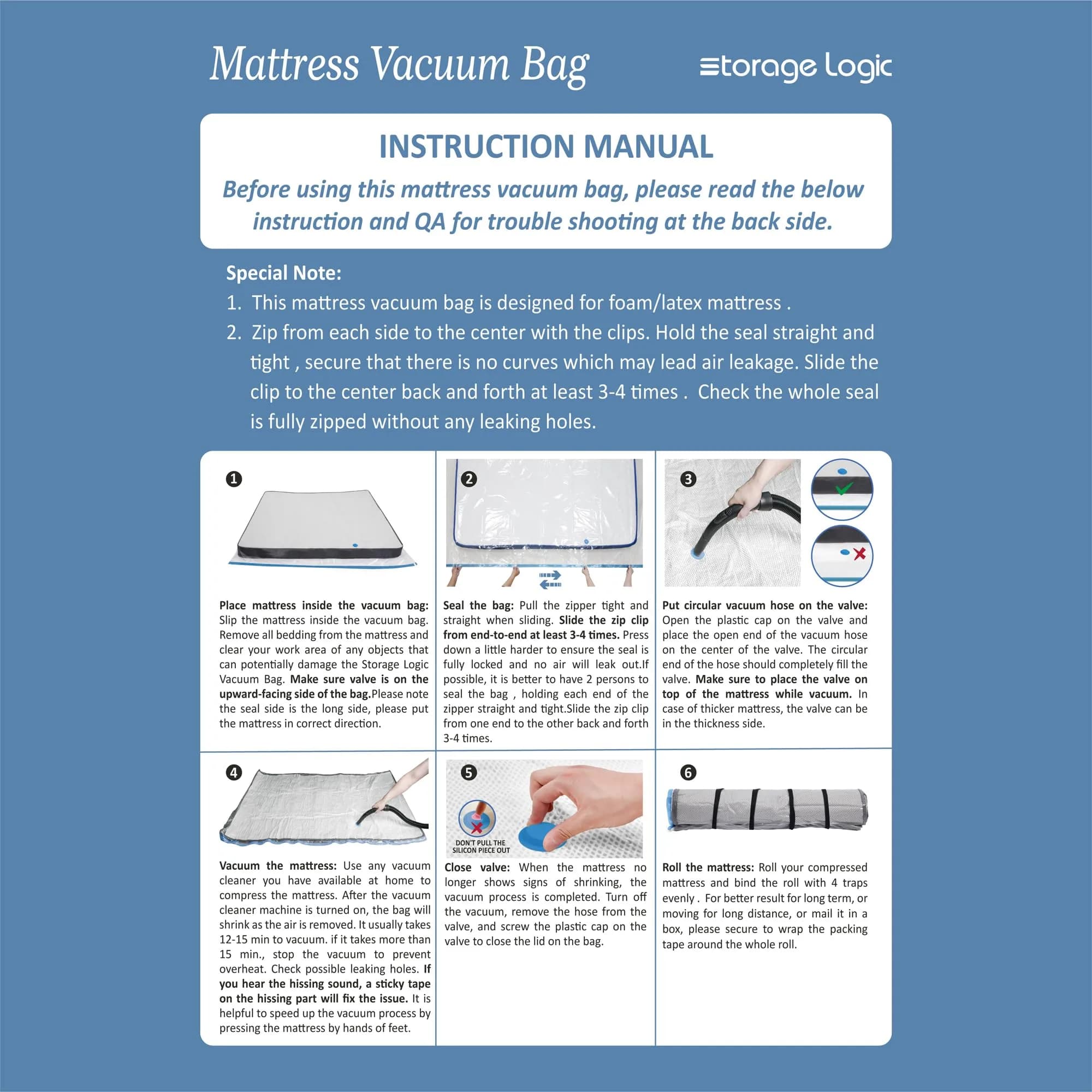 Storage Logic Mattress Vacuum Bag for Twin/Twin-XL Foam Mattresses | Compresses for Easy Moving & Storage - view 5