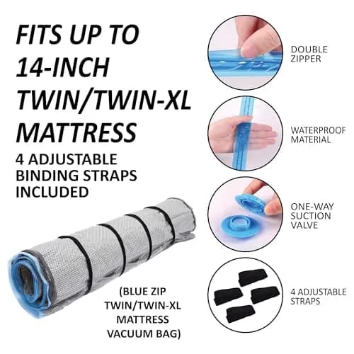 Storage Logic Mattress Vacuum Bag for Twin/Twin-XL Foam Mattresses | Compresses for Easy Moving & Storage thumbnail 3