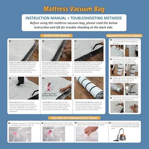 Storage Logic Mattress Vacuum Bag Queen/Full/Full-XL with Blue Zipper & Straps | Compresses Mattress for Moving & Storage thumbnail 6