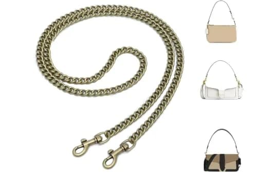 OAikor Antique Gold Flat Bag Chain Strap 100cm (39") | Metal Purse Chain for DIY Handbags thumbnail 1