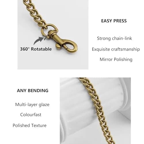 OAikor Antique Gold Flat Bag Chain Strap 100cm (39") | Metal Purse Chain for DIY Handbags thumbnail 7