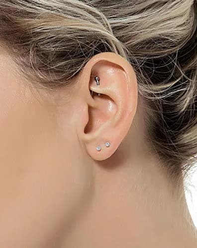 Tornito Tiny Cartilage Earrings 20G Stainless Steel Small Round CZ Set for Men Women | 10 Pairs thumbnail 5