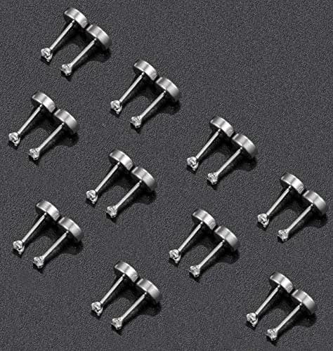 Tornito Tiny Cartilage Earrings 20G Stainless Steel Small Round CZ Set for Men Women | 10 Pairs thumbnail 6