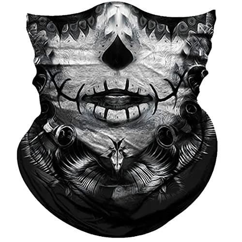 Obacle Skull Face Mask - Gray White Face Tear Lips Design for Dust, Wind & UV Protection thumbnail 1