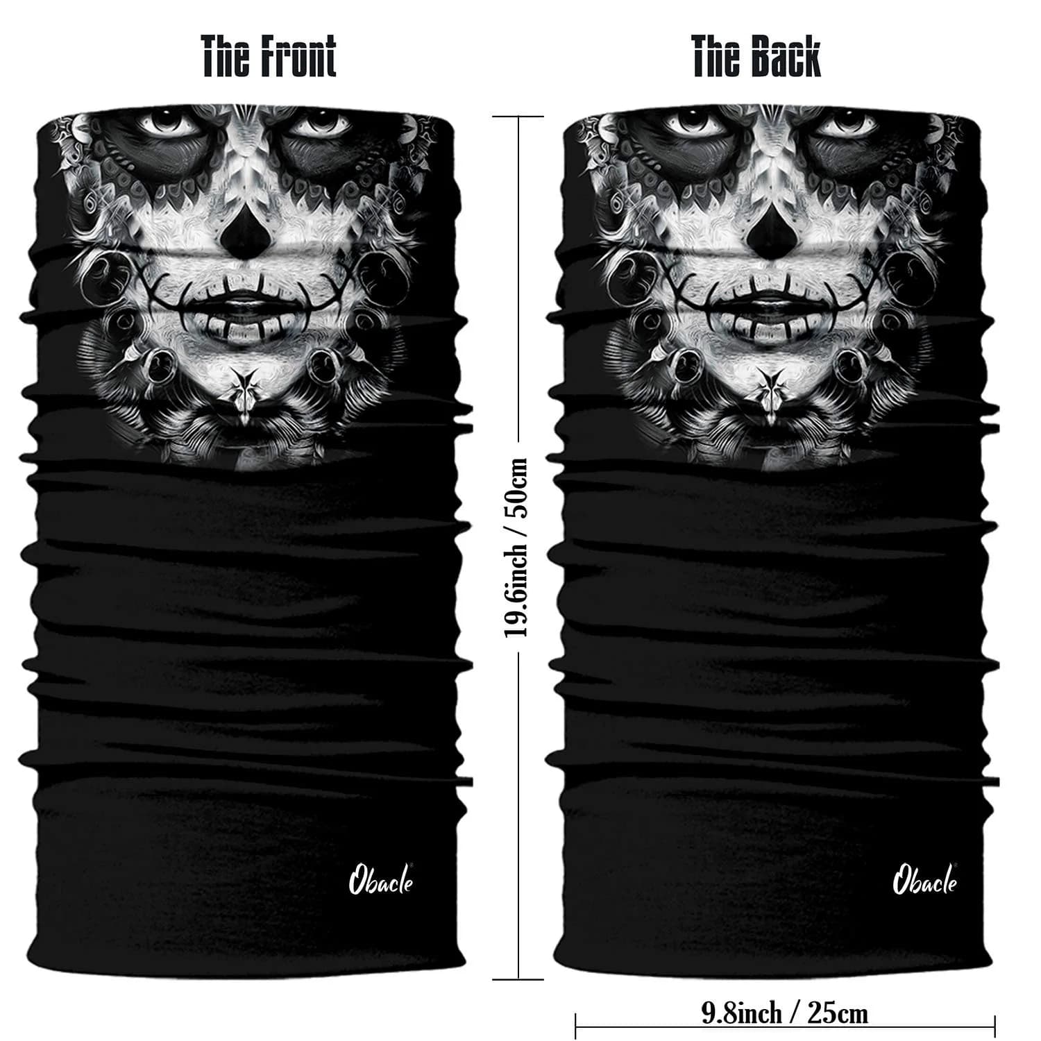 Obacle Skull Face Mask - Gray White Face Tear Lips Design for Dust, Wind & UV Protection - view 3