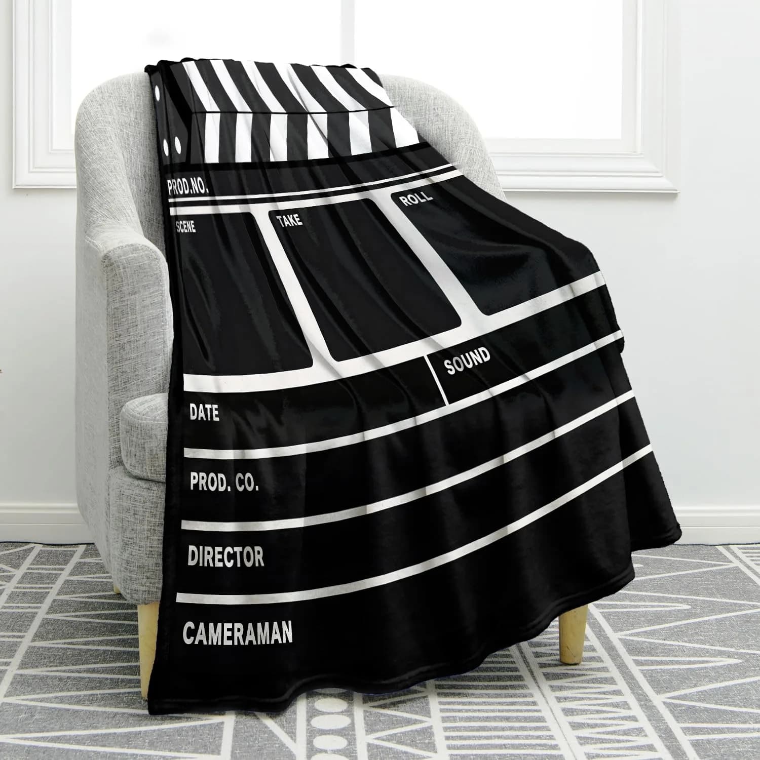 Jekeno Movie Gifts Blanket Clapperboard Throw Blanket 50x60 Inch | Movie Theater Theme Decor