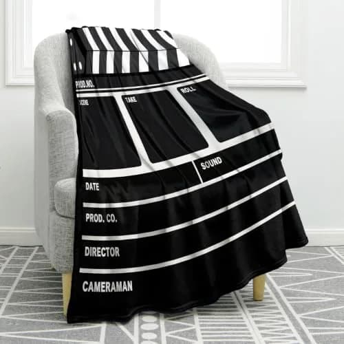 Jekeno Movie Gifts Blanket Clapperboard Throw Blanket 50x60 Inch | Movie Theater Theme Decor thumbnail 1