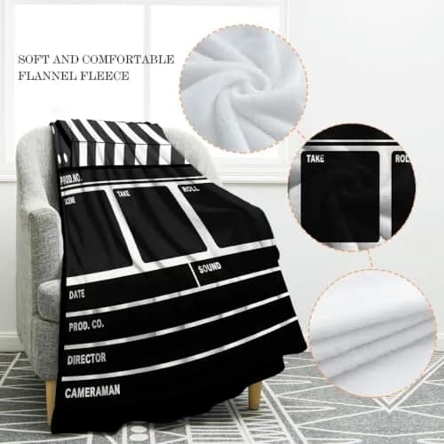 Jekeno Movie Gifts Blanket Clapperboard Throw Blanket 50x60 Inch | Movie Theater Theme Decor thumbnail 2