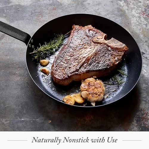 Merten & Storck Pre-Seasoned Carbon Steel 12" Frying Pan Skillet | Lightweight, Durable, Oven Safe, Induction Ready thumbnail 4