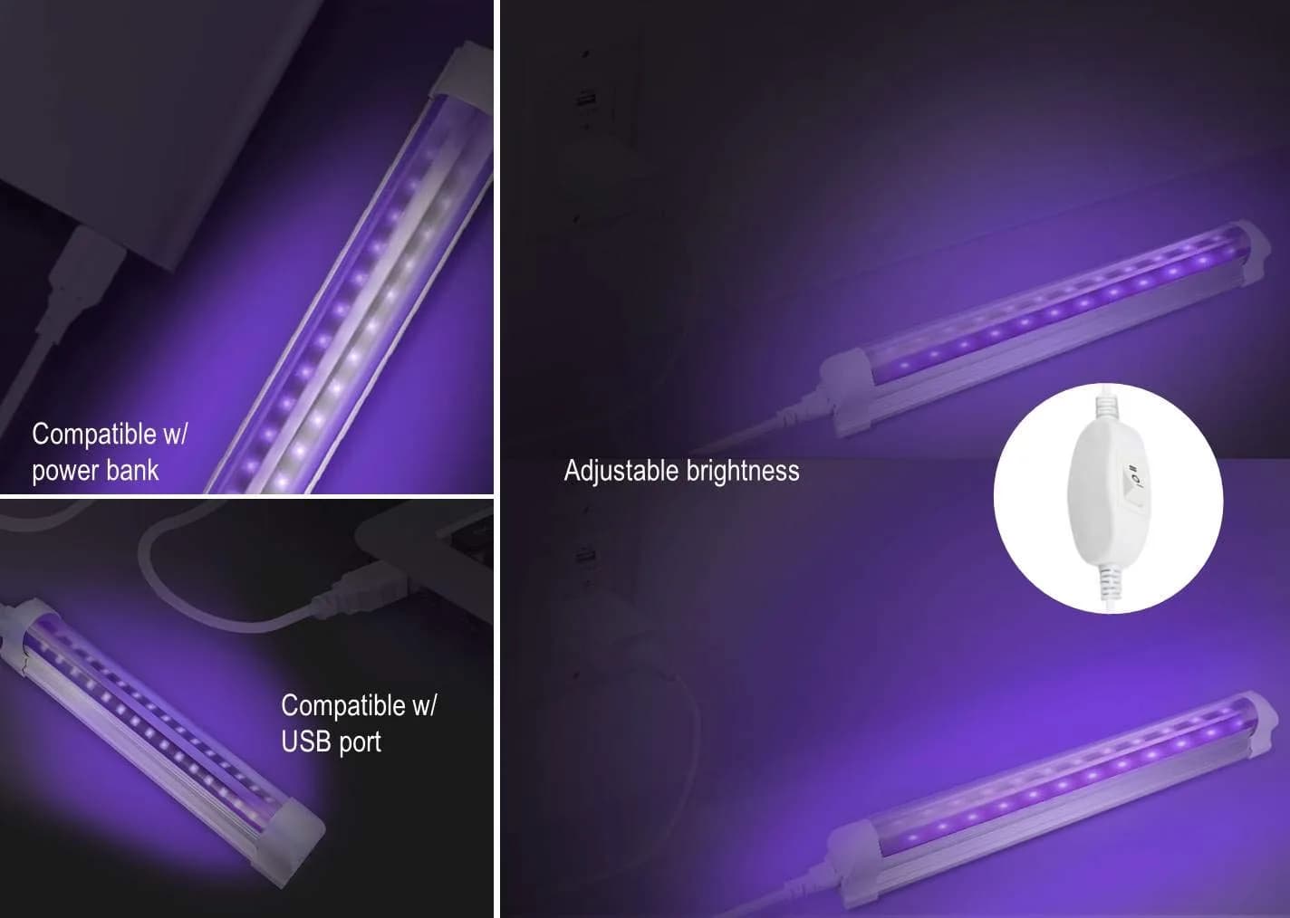 HouLight LED Blacklight Tube 6W (18cm / 0.4lb) | 395-400nm UV Glow for Parties & Art - view 4