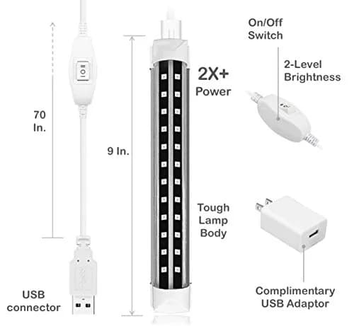 HouLight LED Blacklight Tube 6W (18cm / 0.4lb) | 395-400nm UV Glow for Parties & Art thumbnail 6