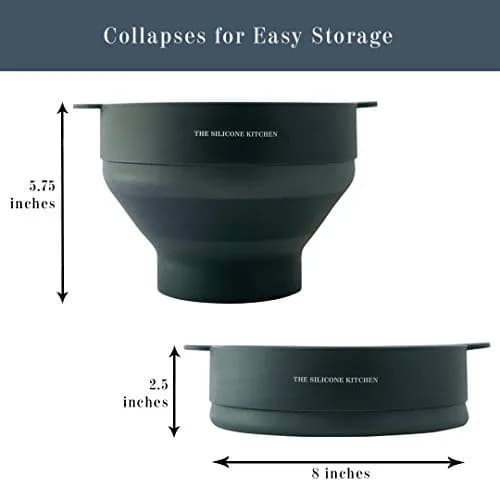 The Silicone Kitchen Silicone Microwave Popcorn Maker Collapsible Bowl | Non-Toxic, Dishwasher Safe, Dark Blue thumbnail 3