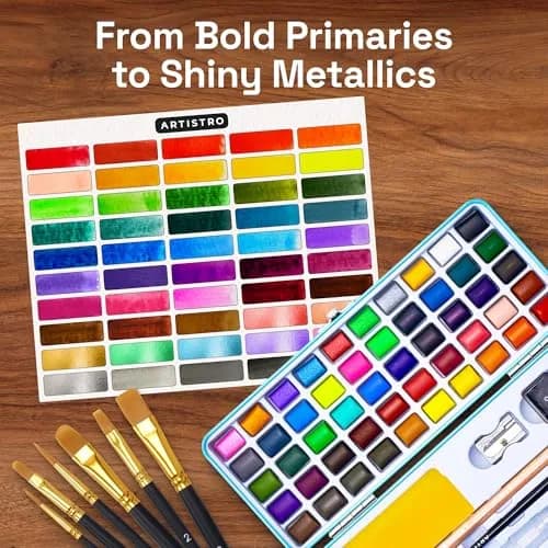 ARTISTRO Vivid Watercolor Paint Set with Palette & Brush Pens | High-Quality Artist Watercolors (70-120 chars) thumbnail 3